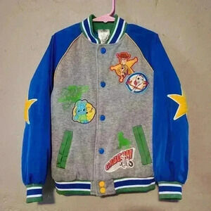 Disney Toy Story 3 varsity jacket size 5/6 grey blue woody lightyear
